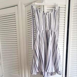 Roxy blue and white striped halter dress, linen/viscose with pockets